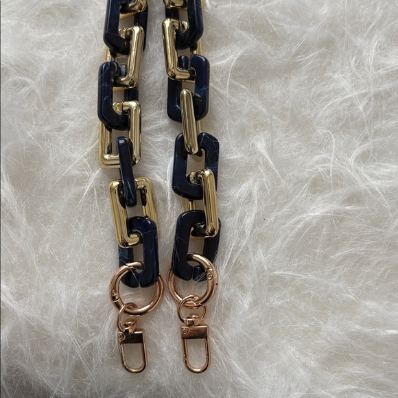 New Navy and Gold Acrylic Crossbody Chunky Chain Bag Strap Replacement - Picture 3 of 6